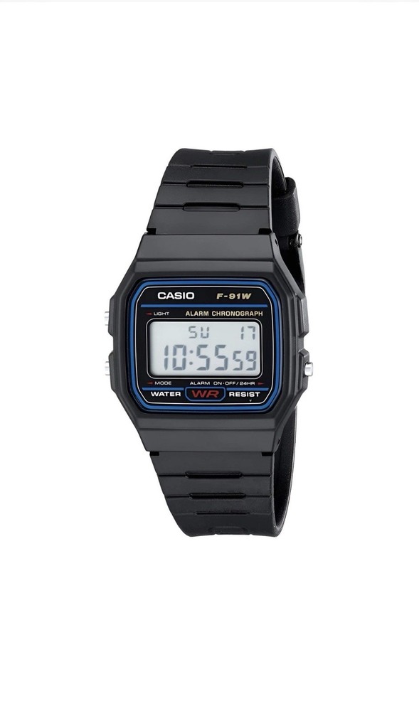 Casio Men’s Watch Classic Alarm Chrono Digital Dial Black Resin Strap F91W-1