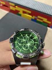 Invicta Mens AVIATOR Watch RADAR CHRONOGRAPH Black/Green Dial 51mm White Strap