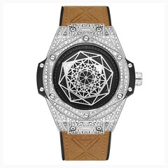KIMSDUN Stylish Sport Watches, Geometry Polygon, Quartz Wristwatch,Leather Strap