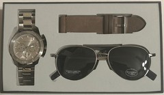Vince Camuto GIFT SET Stainless Steel Men’s Watch with Sunglasses VC/1147GYSVST