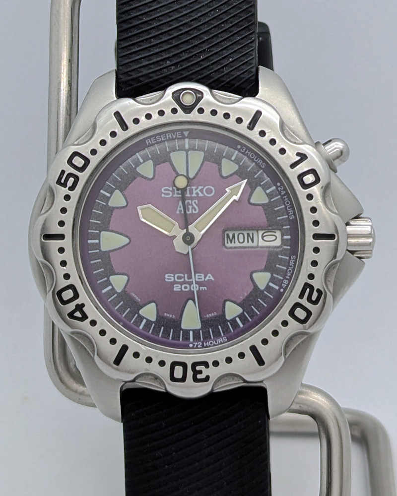 Seiko AGS Kinetic SBBW019 5M23 Purple Scuba 200M JDM | New Capacitor/Excellent