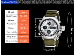OHSEN Men Watch LED Digital Quartz Dual Time Male Military Nylon Wrist Watches