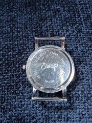 Silver Swap Watch 10 Colorful Interchangeable Ribbon Bands Works New Battery NOS