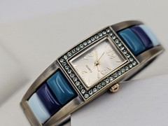 Beautiful Blue Cuff Watch pave’ diamonds Turquoise, blue and teal colors New