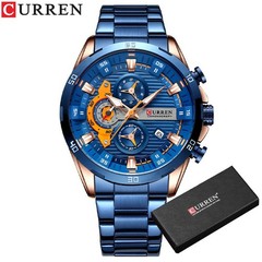 IS CURREN Men Watches Stainless Steel Wristwatch Male Chronograph Quartz Watch