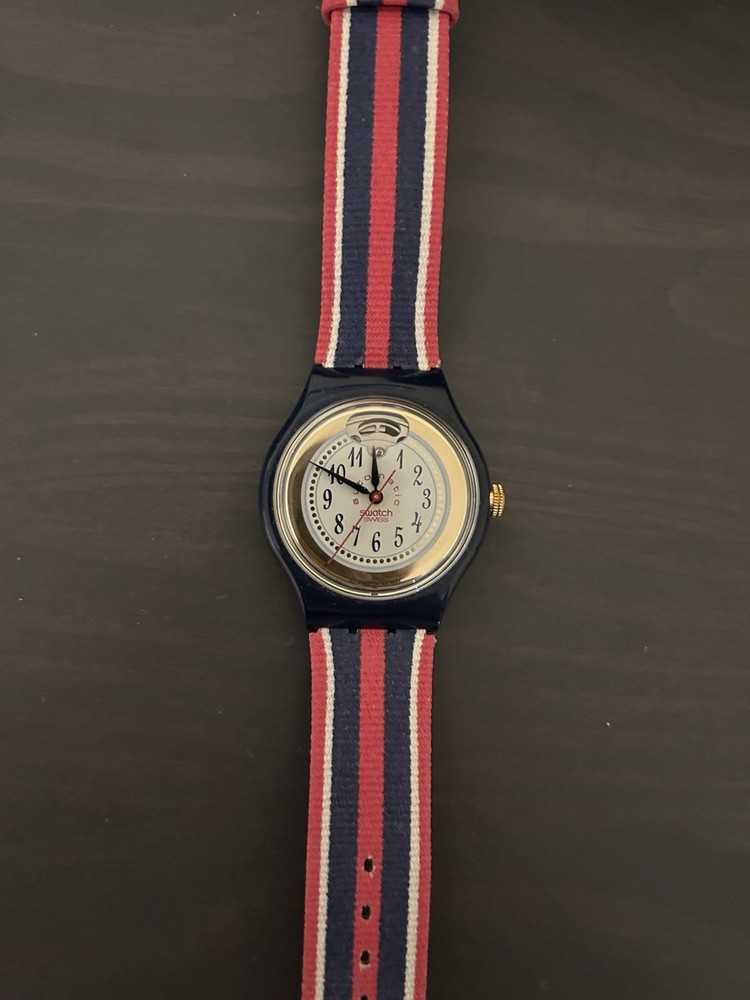 1994 Swatch Automatic watch swiss 23 Jewel JEWEL Time & Stripes SAN105 New