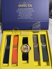 🔥🔥Invicta Ocean Predator Men’s Diver Gold Dial 200m Multi Nylon Strap Set🔥🔥