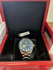 Duxot Fortera True Black 40 mm Open Heart Automatic DX-2012 w SS Bracelet