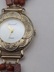 Vintage Lucoral Beaded Watch Womens MOP Dial Bracelet Style New Battery Working