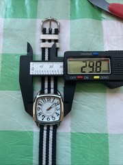 Women’s Silver Tone Black And White Band Quartz Watch