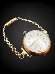 Antique Elgin Gold Filled B&B Royal 15 Jewels Open Face Fancy Wrist Watch Floral