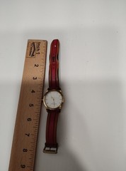 Isaac Mizrahi NY Women’s Quartz Watch Gold Tone 28mm Red/Brown Leather