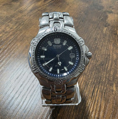 Vintage Citizen Eco-Drive 7871-H10252 Solar Blue Dial Stainless Steel Watch