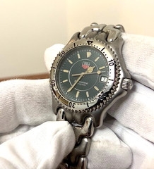▶️RARE [ N MINT ] TAG HEUER S/el WG1119 37mm Quartz Men’s Watch Green Dial Swiss
