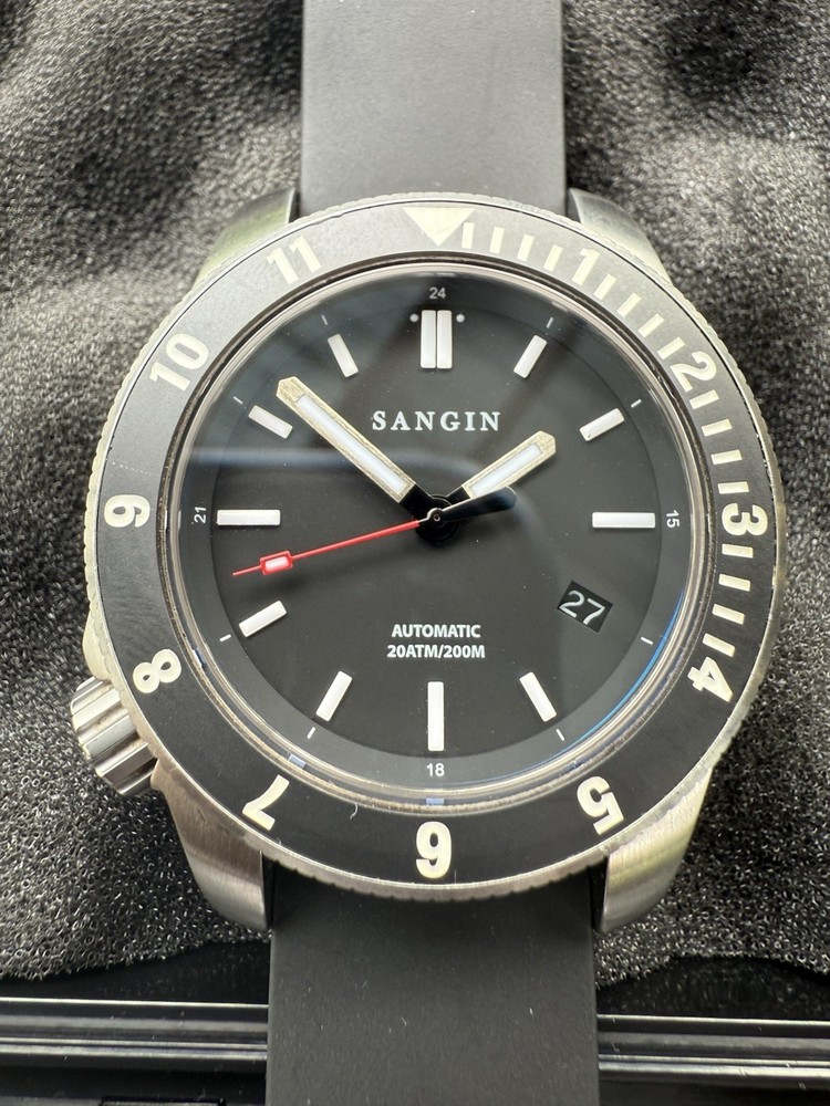 Sangin Instruments Atlas Automatic Watch BRUSHED Stainless Steel 20 ATM