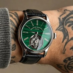 Merkur 100% Tourbillon Watch Men’s Natural Stone Dial Malachite Sapphire