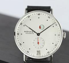 Nomos Metro 37mm Silver Stainless Steel Case with Black Leather Strap Men’s…