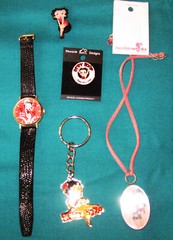 Betty Boop TM Watch 1992 KFS watch working-eyes move & asst new &used pins Etc