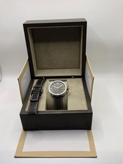 XETUM Swiss Made Automatic Gray Dial Watch Gray Leather Strap w/ Box And Extra