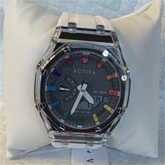 Activa Kaleido 44-47.9mm Gray/Multicolor Dial Quartz 50m White Strap