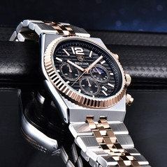 40MM BENYAR Luxury Quartz Watch Mens 30M Waterproof Stainless Steel Luminous NEW