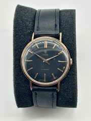 Vintage Tudor Manual Wind 34.5mm Black Dial Rose Shield Swiss Dress Watch Runs