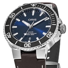 New Oris Aquis Date Blue Dial Brown Men’s Watch 01 733 7732 4135-07 5 21 10FC
