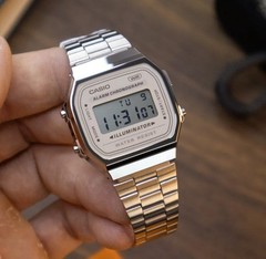 Casio A168WA-8A Vintage Design Digital Stainless Steel Grey Unisex Casual Watch