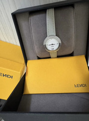 FENDI Women’s Quartz Analog Dress Watch Silver Case Beige Leather Strap Box