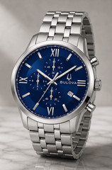 Bulova Sutton Blue Dial Stainless Steel Men’s Quartz Watch 96B476