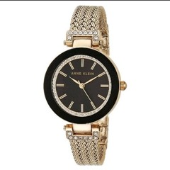 Anne Klein Women’s Accented Black Dial Watch AK-1906BKGB Stainless Steel Mesh