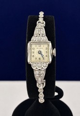 Rare Antique Bulova 14k White Gold Diamond S Link Tennis Vintage Bracelet Watch