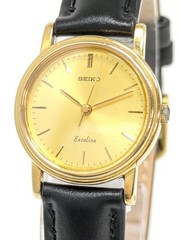 SEIKO Exceline Quartz Dress Watch 3 Hand Gold Dial Gold Case wrist 16.0cm/6.3in