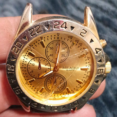 Milagro Quartz Chronograph Analog Gold Tone Dial Round Watch Gold Bracelet