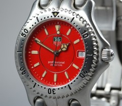 Rare TAG Heuer SEL S/el Professional 200 WG111C Red Dial Quartz 37mm Watch