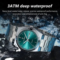 POEDAGAR Men’s Quartz Watch Stainless Steel Luminous Date 30M Waterproof