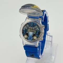 Kid’s BATMAN Flip-Top Hidden Light Up Digital LCD Watch, Blue Resin Band, Runs