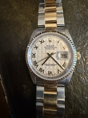 Rolex 36 mm Datejust 16233 Roman Dial 18 Kt Gold and SS Oyster Bracelet Quickset