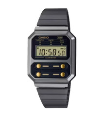 Casio A100WEGG-1A2 Vintage Digital Watch Gunmetal Grey F-100 Alien Retro New