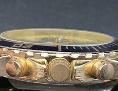 VTG Accutime 47mm All SS Gold Tone Japan Quartz Watch Rotating Bezel New Battery