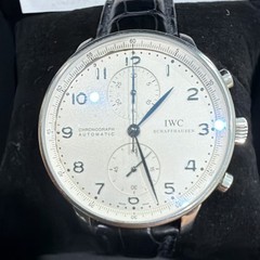 IWC Portugieser Chronograph Automatic White Dial Black Leather Strap w/ Box