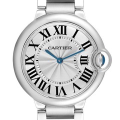 Cartier Ballon Bleu 36 Silver Dial Steel Mens Watch W69011Z4