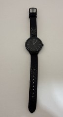FOSSIL BQ3427 Black IP Stainless Steel Crystal Dial PU Strap Watch Tested
