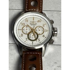 NEW Invicta 16010 Men’s S1 Rally Chronograph White Dial Brown Leather SS Watch