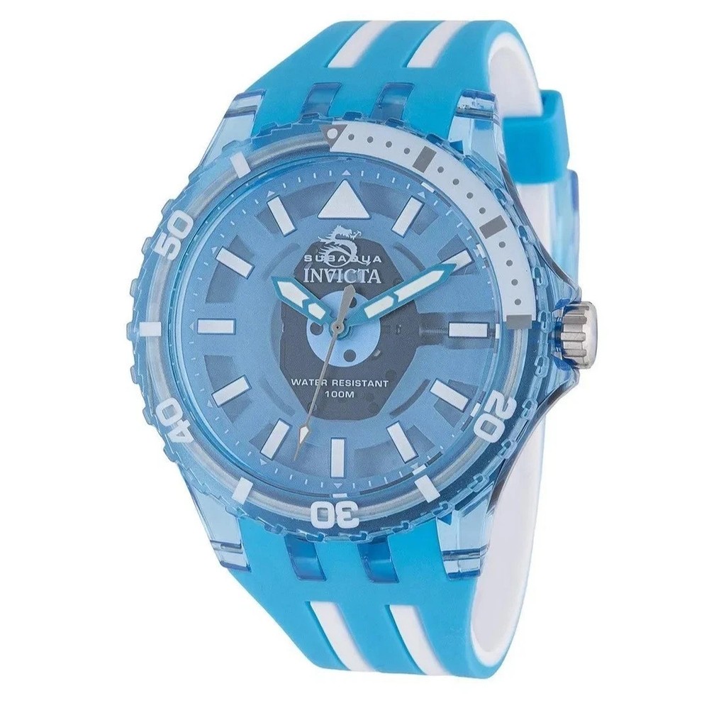 Invicta Subaqua 69449 Mens 44mm Translucent Blue Dragon Dial Quartz Sport Watch