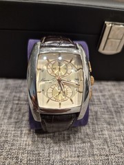 Kenneth Cole KC1523 Barrel Shape Bicolour Chronograph Brown Leather Strap Watch