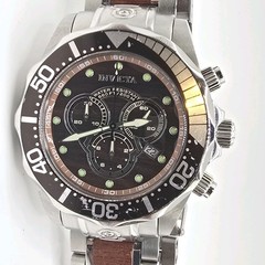 Invicta Grand Diver Men’s Watch Brown Teak Wood Chronograph 0164 47mm