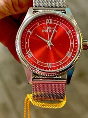 Invicta Celestial, Red, 36mm, SS, WR 50m, 8” Adj. Mesh, New/Box/3yrWnty (48488)