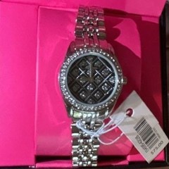 Ed Hardy Women’s Silver-Tone Crystal Bezel Bracelet Watch