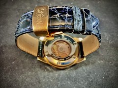 Nicolet 1886 Swiss 25j ETA Automatic Skeleton Rose Gold Mens Watch Crocodile